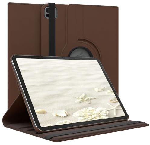 EAZY CASE - Tablet Hülle für iPad iPad Pro 11 (2025) Schutzhülle 11 Zoll Smart Cover Tablet Case Rotationcase zum Aufstellen Klapphülle 360° drehbar mit Standfunktion Tasche Kunstleder Braun