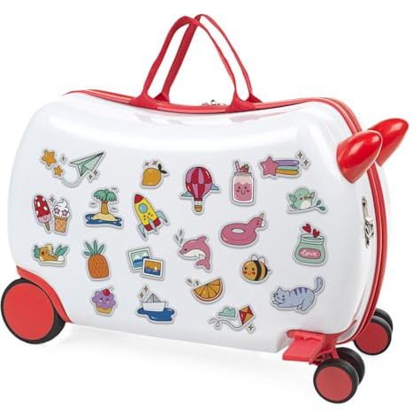 ITACA - Kinderkoffer Mädchen & Jungen: Zum Draufsitzen, Kindergepäck, Kindertrolley - Reisebegleiter, Rot