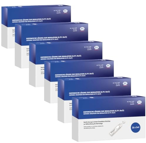 IEA Medical Kochsalzlösung 0,9% NaCl – 120×5 ml zum Inhalieren, Vernebler | Sterile, isotonische Einzeldosen à 5 ml – konservierungsfrei für Vernebler & Inhalator; sanft für Baby, Kinder & Erwachsene