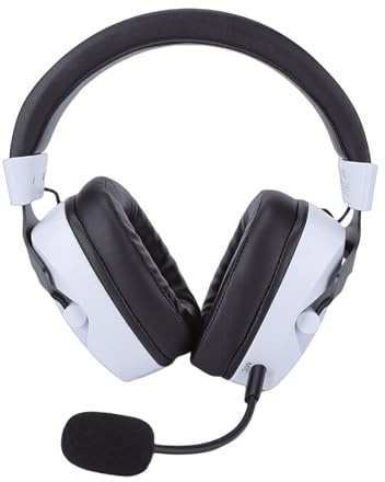 2.4GHz Wireless Gaming Headset Precise Sound Quality Long Battery Life 50mm Driver for PC IOS Tablet 3.5mm Jack (Black White)