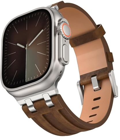 Smartwatch Armband Kunstleder für Apple Watch 49mm 46mm 45mm 44mm Edelstahl Schnalle Schwarz