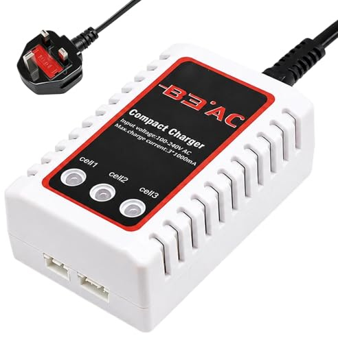 B3 Lipo Battery Charger for 2-3S Batteries Pack 7.4V 11.1V,Compact Airsoft Battery Balance Fast Charger 100-240V with LED Status Indicator for RC Quadcopter Drone Car Boat (White)