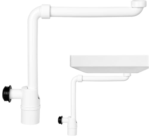 CTDMJ Raumsparsiphon Waschtisch Siphon für Waschbecken mit 1 1/4 Zoll | Anschluss platzsparend höhenverstellbar und leicht zu montieren, Platzsparsiphon 360° Einstellbarer Siphon Waschtisch