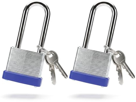2 Pcs Long Padlocks with Keys Outdoor Indoor | Shed Padlock Outdoor Weatherproof Pad Lock with Key Waterproof Heavy Duty Padlocks with Keys for Garden Shed GateGarage Fence