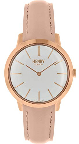 Henry London Damen Analog Quarz Uhr mit Leder Armband HL34-S0222