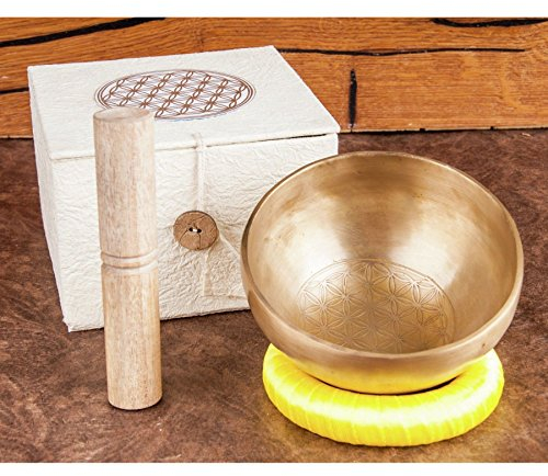 Bol chantant « Fleur de vie » dans un coffret cadeau - Diamètre : 11,5 cm - Accessoires ésotérisme.