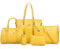 FiveloveTwo Damen 6-teiliges Set mit Crossbody Tasche und Geldbörsen PU Leder Schultertasche Shopper Tragetaschen Umhängetasche Geldbeutel Tote Taschen Clutches Gelb