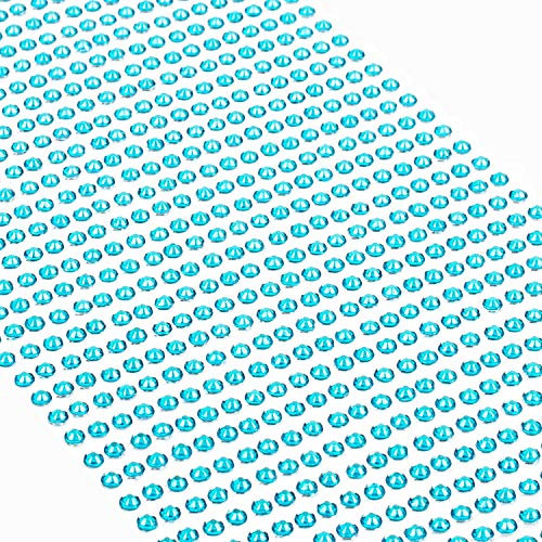 Movoja Hellblau Strasssteine - runde Glitzersteine 1200 Stück Ø 3mm selbstklebend zum Verzieren und Basteln | Schmucksteine zum aufkleben | Steinchen Dekosteine Bastelsteine Blau 1200 Stück Ø 3mm