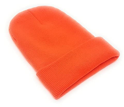 Beanie-Mütze für Herren und Damen, Unisex, gestrickt, Neonfarben Gr. Einheitsgröße, neon-orange