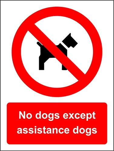 No dogs except assistance dogs sign - 1.2mm Rigid plastic 200mm x 150mm