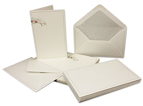 50-teiliges Trauerkarten-Set Motiv Orchidee, DIN B6+ - 25 Trauer-Faltkarten & 25 Trauer-Umschläge - Ideal zum Bedrucken