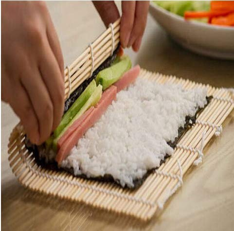 Gwill Tapis à sushis en bambou 1 pièce en bambou pour sushis Onigiri Rouleau de riz pour cuisine japonaise 24 x 24 cm