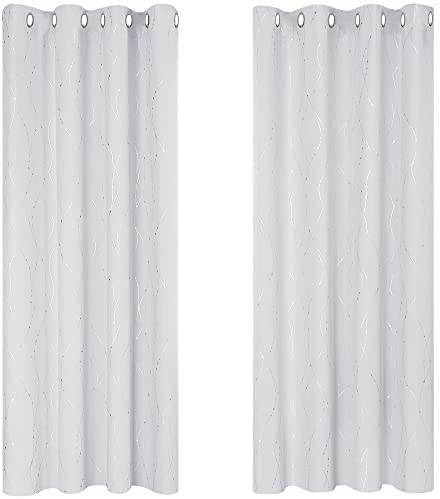Deconovo Tende Oscuranti Termiche Isolanti Tende Stampate dei Fili con Occhielli per Finestre Soggiorno 2 Pannelli 132x137cm Grigio Perla