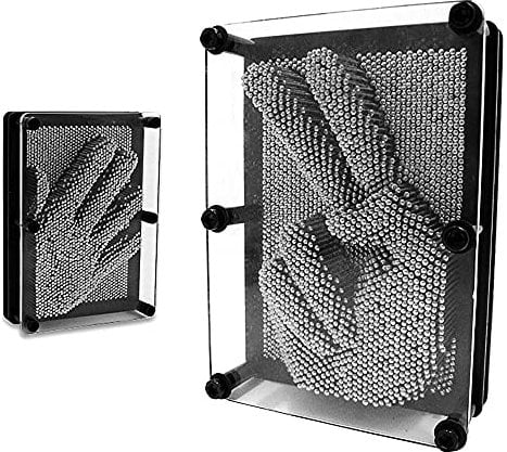 MikaMax - Pin Art XL - 3D Metal Pin Art - Grand - Jouet de bureau - Dimensions : 20 x 4 x 15 cm
