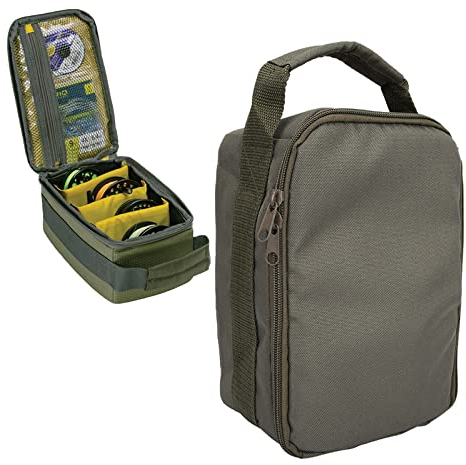 Yuehuam Angelrolle Tasche Angelausrüstung Taschen Tragbare Angelrolle Aufbewahrungstasche Angelzubehör Tasche für Angelrolle Angelhaken Angelköder Angelschnur Lagerung 3 Leitbleche Sind