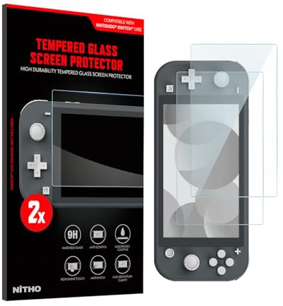 NITHO 2 Pièces Verre Trempé Protection d'écran Compatible avec Switch Lite, Dureté 9H, Haute Durabilité, Sans Bulles, Anti-rayures et Anti-choc (2 Pièces)