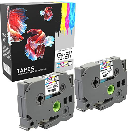 Prestige Cartridge TZe-231 TZ-231 2 Schriftbander Kompatibel mit Brother P-Touch PT-1000 1005 1010 H101C H105 H110 H101GB H300 D210VP D400VP D450VP D600VP D210 P700 P750W CUBE, schwarz auf weiß