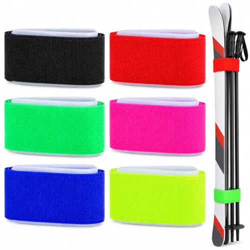 IMIKEYA 6pcs Ski Straps Fasteners 18 Inch Adjustable Ski Board Wraps Ties Multicolour Ski Pole Carrier Strap Snowboard Elastic Storage Ties Ski Bands Tapes Outdoor Ski Accessories