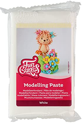 FunCakes Modelling Paste White: Perfect for Modelling Figures, Cake Toppers and Ruffles. Strong, Smooth and Pliable. Halal, Kosher and Gluten Free. 250 g.