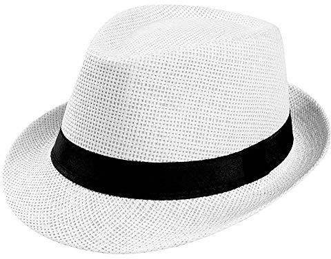 Sombrero de Jazz Sombrero de Paja Sombrero de Vaquero Fedora Sombrero de gángster Sombrero de Paja-Blanco_China