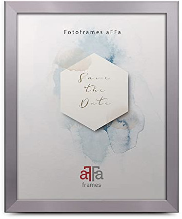 aFFa frames, Hekla, Cadre photo en MDF rectangulaire facile d'entretien avec façade en verre acrylique, Argenté Format A3 29,7x42 cm