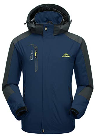 KEFITEVD Regenjacke Herren Wasserdicht Softshell Wanderjacke Viele Taschen Regenjacke Jagd Angeln Freizeitjacke Sport Jacke Herren Übergangsjacke Männer Navy Blau XL
