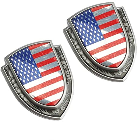 Generisches Auto Rennsport Sport Us Usa Amerikanische Flagge Emblem Abzeichen Aufkleber Aufkleber 2 Stücke Metall Auto Amerikanische Flagge Auto Kofferfenster Fenster Seite Emblem Abzeichen Aufkleber