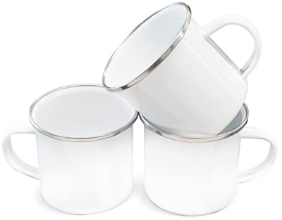 48x Emaille Tassen/Enamel Becher für Sublimation mit Orca Coating AAA Qualität – Bedruckbar, hitzebeständig & langlebig – Perfekt für personalisierte Designs & Werbezwecke für Sublimationsdruck