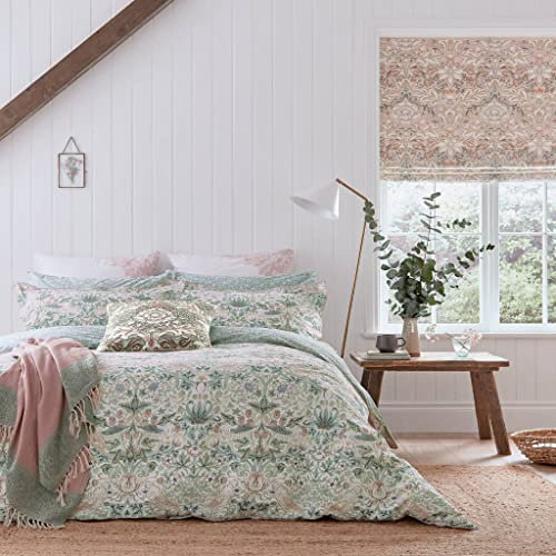 Morris & Co Strawberry Thief Cochineal Pink Bedding Range (Super King Duvet Cover 260cm x 220cm)