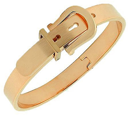 High Polished Stainless Steel Adjustable Belt Buckle Bracelets Bangle For Men/Women (Rose Gold Perimeter 17CM)