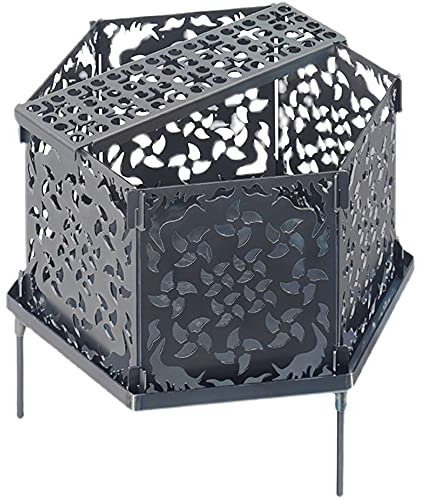 MOLVUS Portable Outdoor Fire Pits, Wood/Charcoal Burning Firepit Bowls, Bonfire Atmosphere Heating Lamp, Barbecue BBQ Grill Stove for Patio Backyard Garden Camping