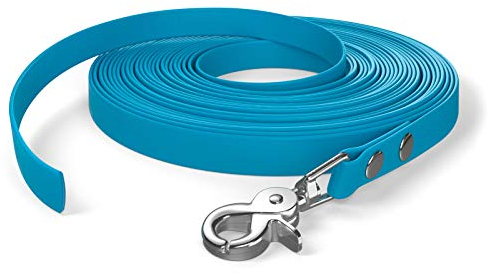 10m Schleppleine, Hundeleine, 1 Karabiner, Cyan-Blau, sehr stabil, schmutz- und wasserabweisend