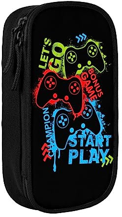 Trousse à crayons avec manette de jeu, trousse à crayons, pochette de papeterie, sac de rangement bleu, couleur, 5.0cm*10.5cm*20.5cm, trousse à crayons