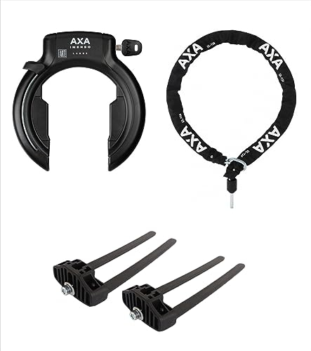 Axa Rahmenschloss Imenso Large 75mm abziehbar/nicht abziebar + Kette wählbar + MSZweirad Befestigungsmaterial (Schloss (Schlüssel abziehbar), Kette ULC 130/5,5)