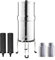 PHOENIX GRAVITY 6-Litre NSF Certified AISI 304 Stainless Steel Water Filter with 2 Smart Carbon (Black) Filters, 2 POSTreat Steel Fluoride Removal Elements, Free Steel Stand & Water Tap (6 L)
