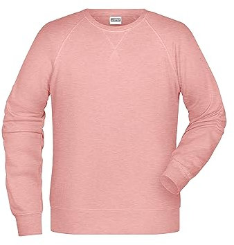 James & Nicholson Herren Raglan Sweatshirt - Sweatshirt im Raglanschnitt aus Bio-Baumwolle | Farbe: rose-melange | Grösse: 5XL