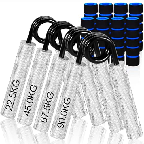 4er Pack Handtrainer Fingertrainer, Aluminium Unterarmtrainer, Grip Griffkraft Trainer, Handmuskeltrainer für Handgriff-Stärker,Muskelaufbau und Hand-Rehabilitationsübungen(50/100/150/200LBS)