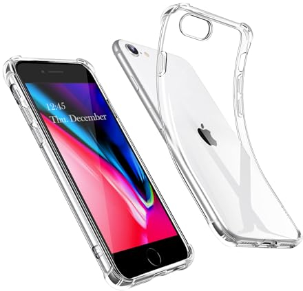 AUKASE Custodia Per iPhone SE 3/2 (2022/2020),Cover iPhone 7 e iPhone 8, Trasparente in Silicone TPU,Sottile,Morbida, in Polimero Flessibile, compatibile con (iP SE 2022/ iP 8/7, Trasparente)