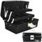 Creahaus 12in 3 Layer Multipurpose Storage Box/Craft Storage Boxes With Compartments/Plastic Black Tool Box/Medicine Storage Box/Hair Accessories Organiser/Sewing Box with 2 Trays