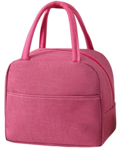 ROYKAL Bolsa Térmica Porta Bebidas y Tuppers + Juego de Cubiertos de Plastico Nevera Portátil (Rosa)
