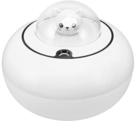 Mini-Luftbefeuchter mit Süßer Katze, Tragbar, Leise, Tisch-Luftbefeuchter, USB-Stecker aus ABS-Material (White)