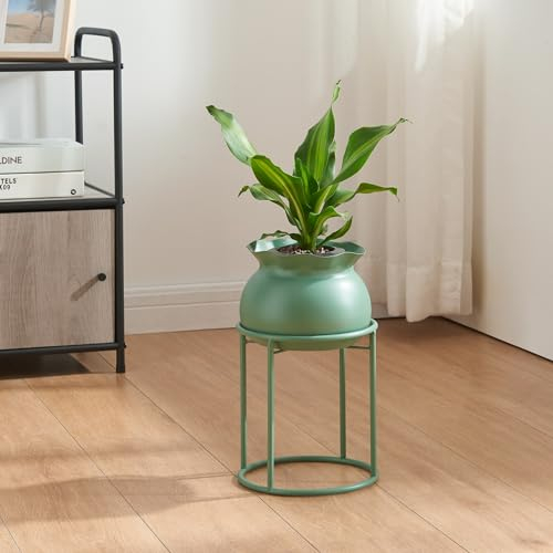 [en.casa] Porte-Plantes Style Intemporel avec Cache-Pot Support de Plantes pour Intérieur Bac à Fleurs pour Salon Chambre Métal 32 x 20 cm Vert