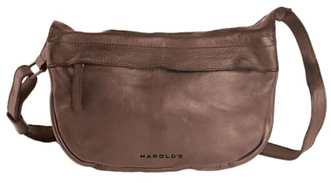 HAROLD'S Leder Umhängetasche Submarine Shoulderbag Zip Brown dunkelbraun