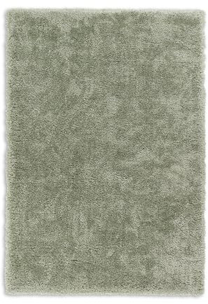 Carpido Hochwertiger Teppich Wohnzimmer, Schlafzimmer - Hochflor Teppich einfarbig - Flachgewebe - einzigartig flauschig - Teppich Salbei meliert 133 x 190 cm