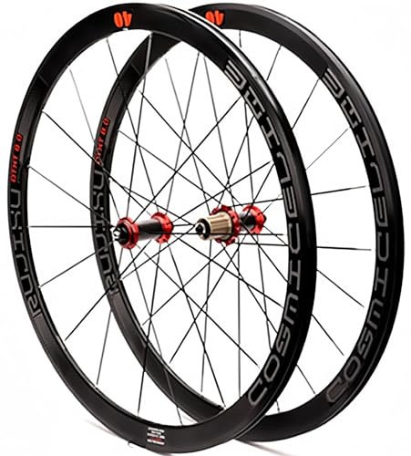 700C Rennrad-Radsatz, Rennrad, 40 Mm Rad, Doppelwandfelgen, 40 Mm 8-11-Gang-Kassette, Carbonfaser-Nabe, Schnellspanner-Felge Red,700C/40MM