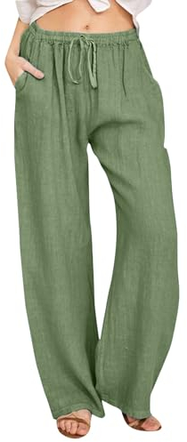 TYUIOP joggpants Damen Jeans Sommerhose Summer Moda leinen Stoffhose blau plissee Chinos Knopfleiste gerade 7/8 Hosen