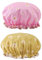 LAKJUOZ 2 Piezas Gorro Ducha Impermeable, Gorros De Ducha Reutilizable De Doble Capa, Gorro Ducha Mujer Con Bandas De Goma Para Spa Salón Viaje Hotel Hogar