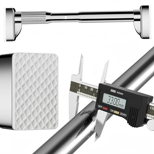Teleskopstange 40-500m, Gardinenstange Ohne Bohren, Vorhangstange zum Klemmen, Ø33mm Edelstahl Duschvorhangstange, Klemmstange Ausziehbar, für Badezimmer und Kleiderschrank(SUS,310-400cm/123-157in)