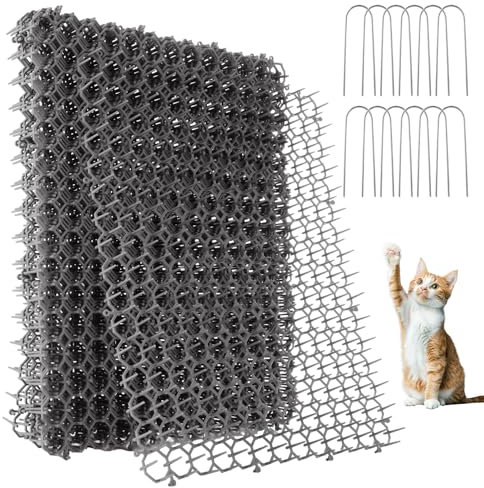 EATHEATY 20 PCS Cat Deterrent Scat Mat for Cats 16.5x13inch Cat Scat Mat with Spikes, Cat Repellent Mat Cat Digging Stopper Prickle Strip for Garden Fence Indoor Furniture