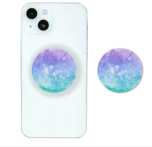 Yeomju 1 Stück Sternenhimmel Handy Ring Griffhalter, 360°-Drehung, Handy Fingerhalter Erweiterbar, Täglicher Komfort für Smartphones und Tablets(Sternenhimmel grün lila